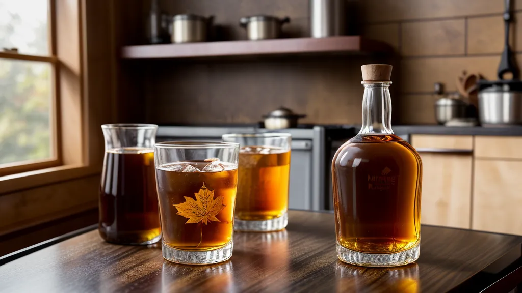 A rare bourbon bottle gift set with a wax seal on a wooden counter.