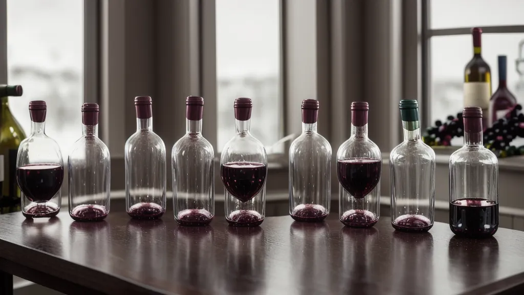 An opened wine tasting calendar with small bottles on a wooden counter.