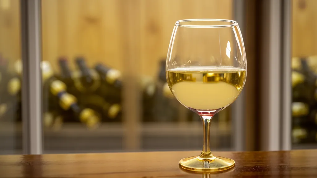 Golden Chardonnay in a glass showing its rich texture and color.