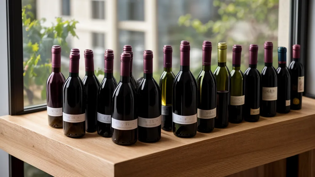 Mini wine bottles from a tasting calendar arranged on a counter.