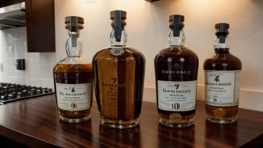 A rare bourbon bottle being unpacked from a shipping box on a kitchen counter.