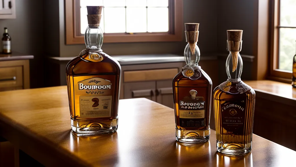 Detail of a bourbon bottle neck sealed with parafilm to prevent temperature-induced leakage.