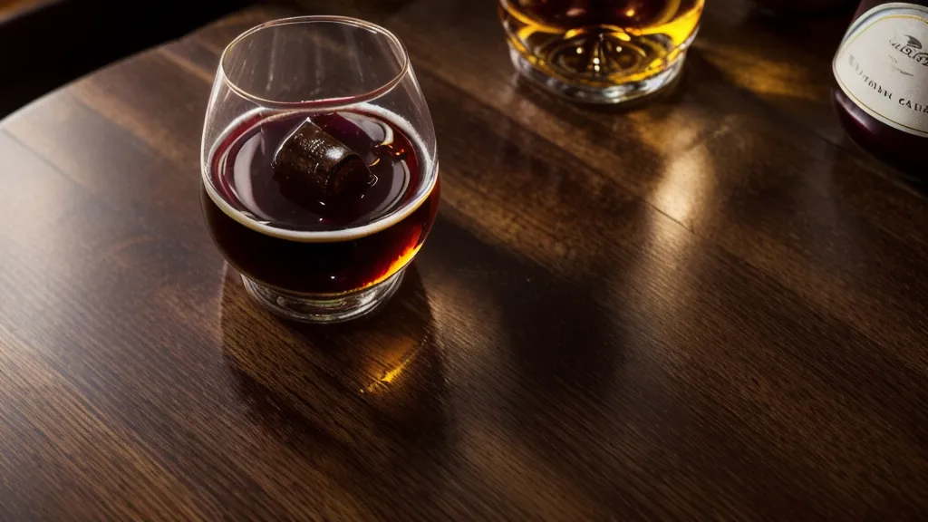 Selection of drinks including wine, bourbon, and non-alcoholic beer for a tasting