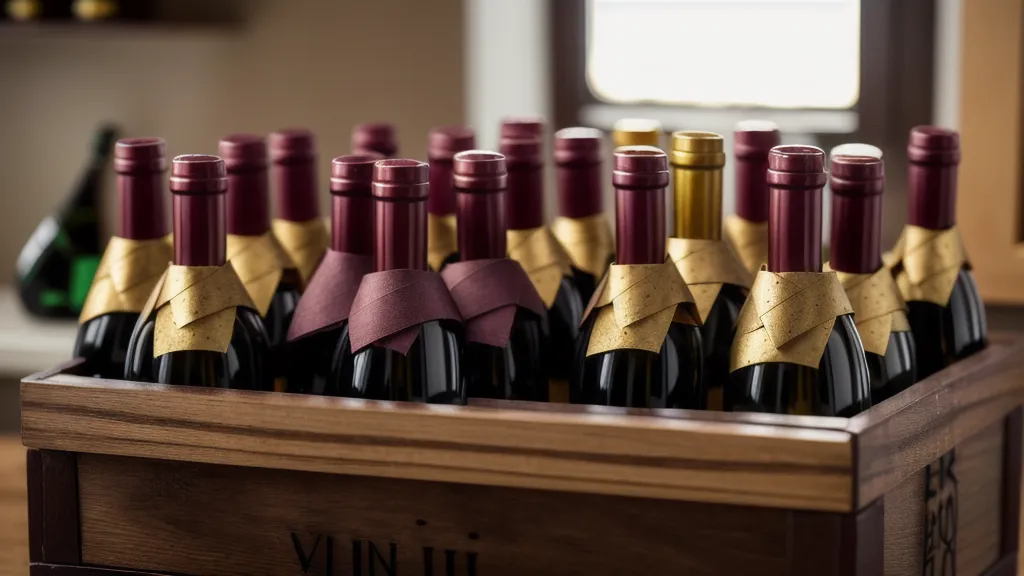 An opened wine tasting calendar with 24 mini bottles on a kitchen counter.