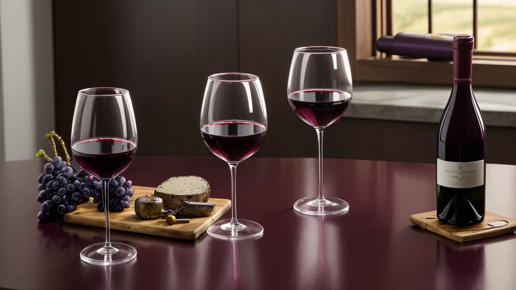 Close-up comparison of two red wine glasses with different color depths.